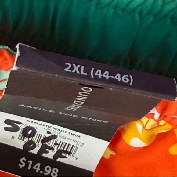 Orange Floral Men's Swim Trunks #148 - Picture 3 of 3